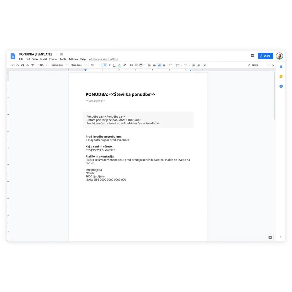Google predloga: ponudba